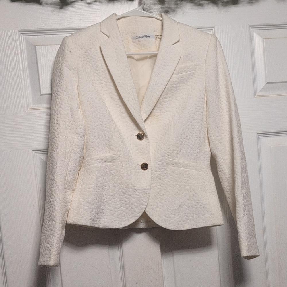 Calvin Klein Women's Ivory Textured Blazer